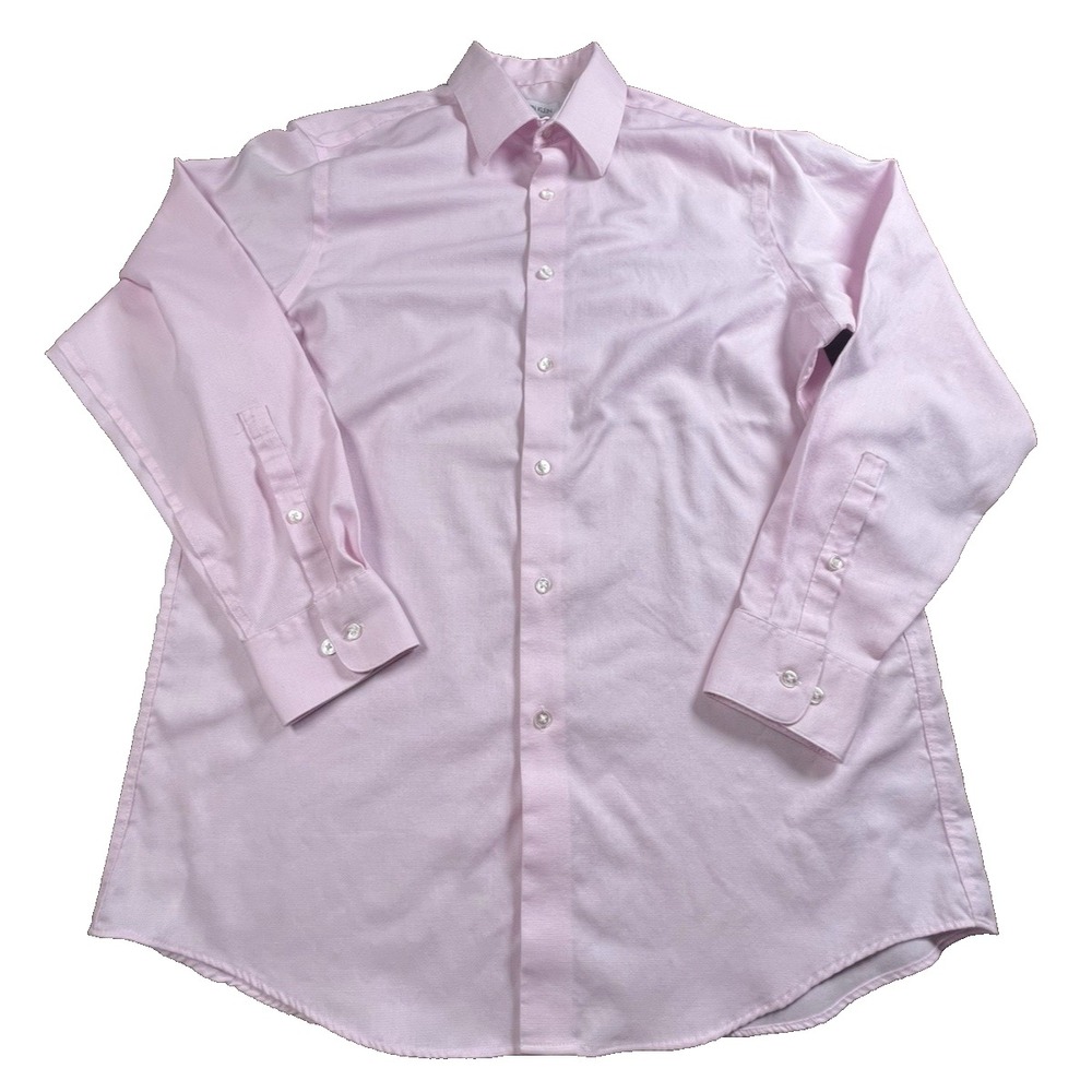 Calvin Klein Men's Pink Dress Button Up Stretch Shirt Size Medium M 15.5 32/33
